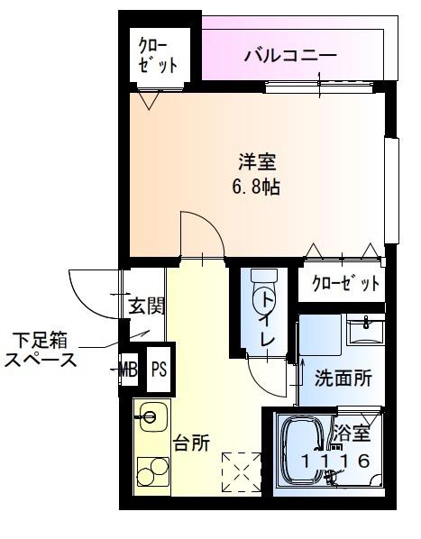 フジパレス井高野駅東(1K/2階)の間取り写真