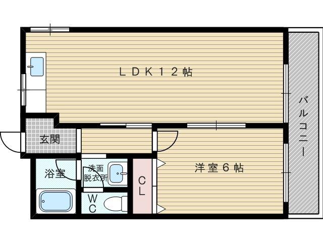 ミスターK上新庄(1LDK/2階)の間取り写真