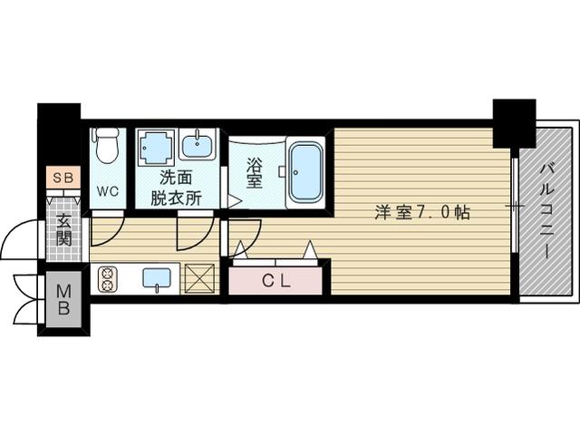 ファーストステージ北大阪レジデンス(1K/7階)の間取り写真