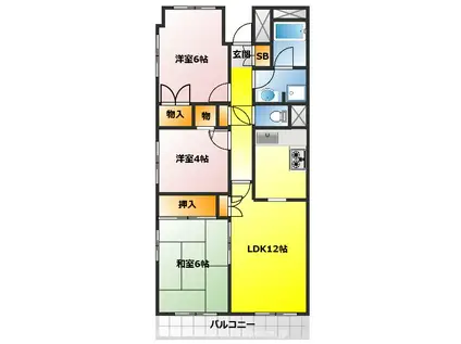 川越菅原町パークホームズ(3LDK/10階)の間取り写真