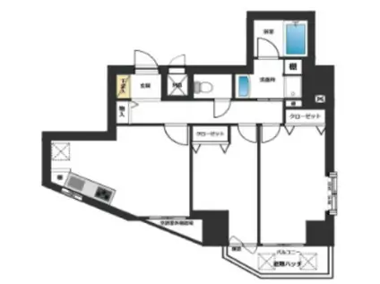 ライオンズシティ川越(2DK/7階)の間取り写真