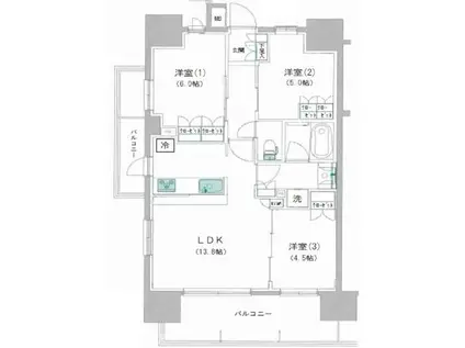 パークプレゾン上福岡(3LDK/10階)の間取り写真