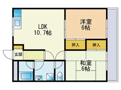 アニバース弥永B棟(2LDK/2階)の間取り写真