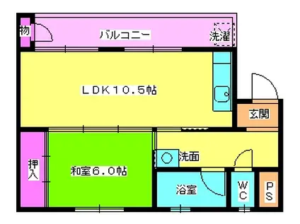 西鉄天神大牟田線 井尻駅 徒歩4分 4階建 築47年(1LDK/3階)の間取り写真