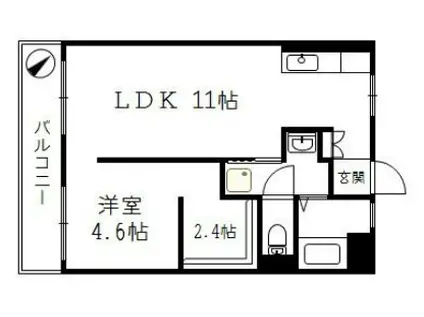西鉄天神大牟田線 井尻駅 徒歩12分 3階建 築53年(1LDK/2階)の間取り写真