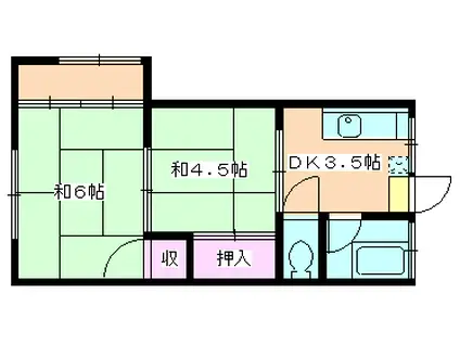 佳須賀コーポ(2DK/2階)の間取り写真