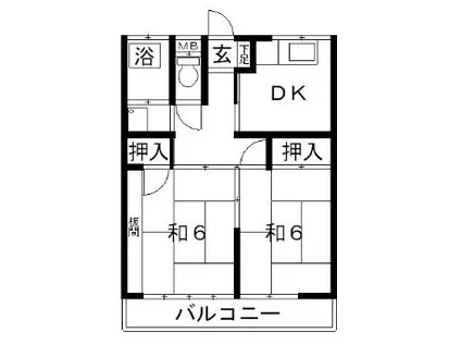 ミカサコーポ(2DK/2階)の間取り写真