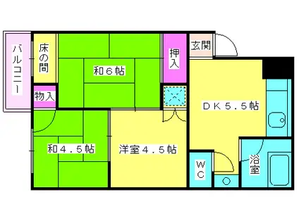 日佐第一ビル(3DK/5階)の間取り写真