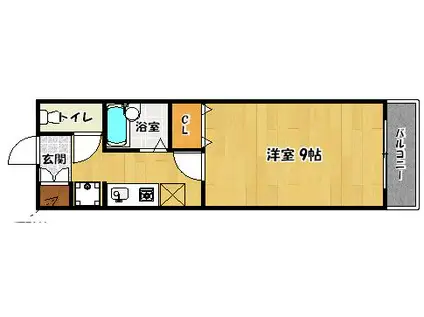 ディ・クウェルⅥ(1K/4階)の間取り写真