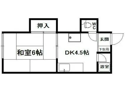 第3渡辺コーポ(1DK/2階)の間取り写真