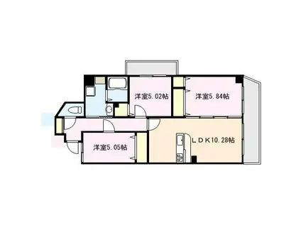 第36川崎ビル(3LDK/4階)の間取り写真