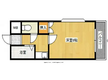 ヴィラージュ精華短大前(1K/3階)の間取り写真