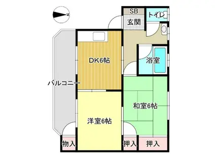 博多南線 博多南駅 徒歩13分 3階建 築48年(2DK/1階)の間取り写真