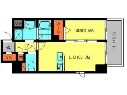ルヴェドゥソレイユ(1LDK/4階)の間取り写真