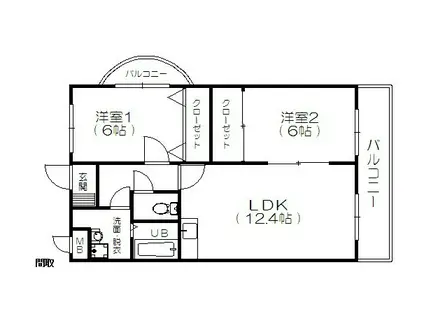 ルシア天神山(2LDK/5階)の間取り写真