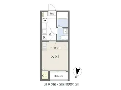 鹿児島本線 笹原駅 徒歩10分 2階建 築19年(1K/2階)の間取り写真