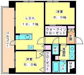 レブリアント板付(2LDK/5階)の間取り写真