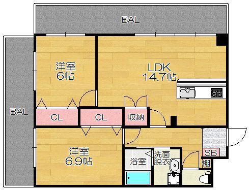西鉄天神大牟田線 雑餉隈駅 徒歩11分 11階建 築14年(2LDK/5階)の間取り写真