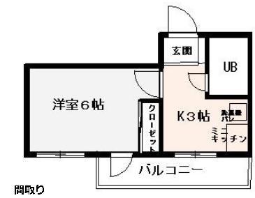 ウエルネス福岡 2(1K/3階)の間取り写真