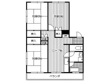 コーポ岩戸(3DK/4階)の間取り写真
