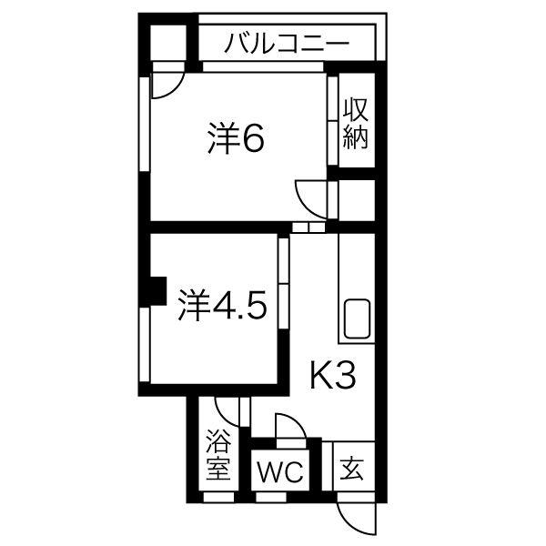 白川ビル(2K/3階)の間取り写真