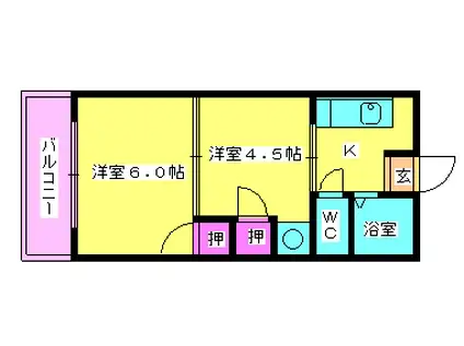 秋吉第2ビル(2DK/5階)の間取り写真