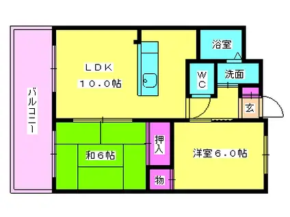 第45メイグレイス春日(2LDK/1階)の間取り写真
