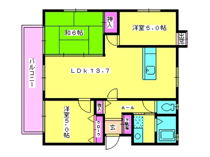 スイート春日(3LDK/1階)の間取り写真