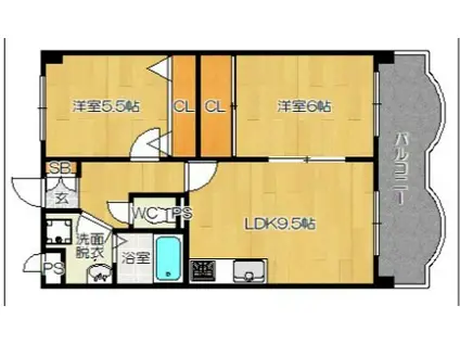 プロスパ7(2LDK/2階)の間取り写真