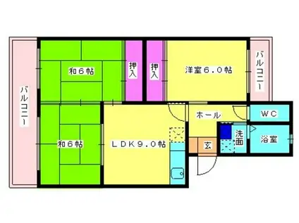 小田コーポ(3LDK/4階)の間取り写真