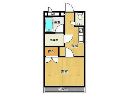 スクエア西月隈(1DK/3階)の間取り写真