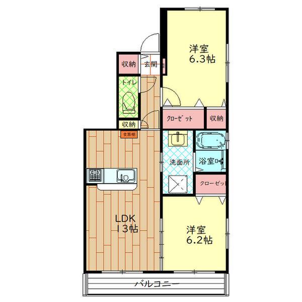 ラウンドビル(2LDK/1階)の間取り写真
