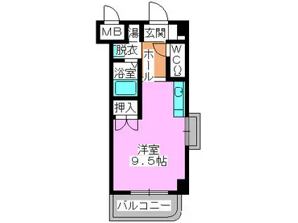 シャトレ麦野(ワンルーム/2階)の間取り写真