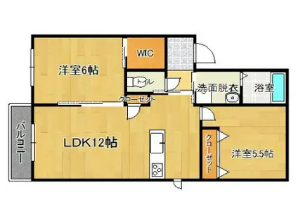 クレストリバー(2LDK/1階)の間取り写真