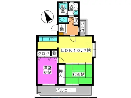 グレースマンション・ヤナセ(2LDK/4階)の間取り写真