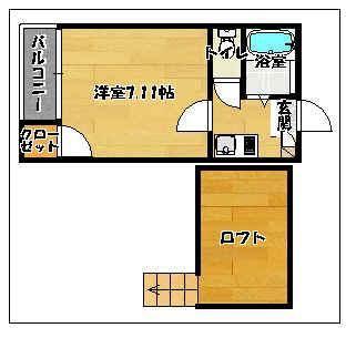 クリサンJアプリコット日佐(1K/2階)の間取り写真