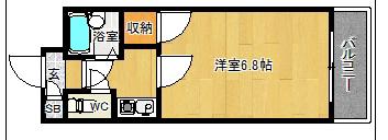 マンションキャッスル(1K/8階)の間取り写真