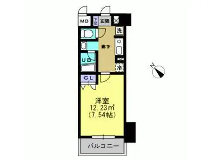 クリエイティブハイツ春日原(1K/4階)の間取り写真