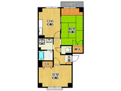 アメニティ観晴ケ丘(2DK/1階)の間取り写真