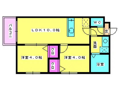 WALEA HALE KASUGA(2LDK/2階)の間取り写真