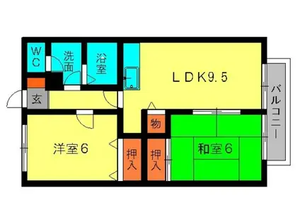 スクエアー仲畑(2LDK/2階)の間取り写真