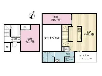 アーバンセオリーズ(2LDK/4階)の間取り写真