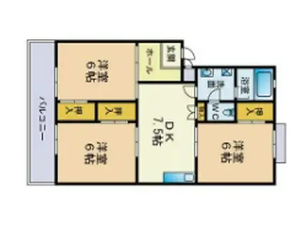 桑野ビル(3DK/2階)の間取り写真