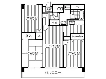 プレザント博多南(3LDK/5階)の間取り写真