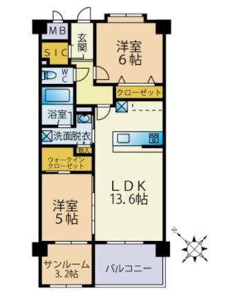 LUMINOUS TERRACE 諸岡(2SLDK/3階)の間取り写真