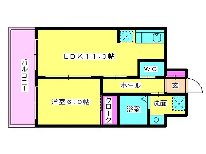 寿マンション(1LDK/5階)の間取り写真