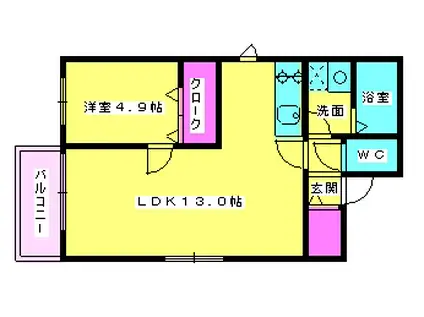 クルトNOB博多南(1LDK/1階)の間取り写真