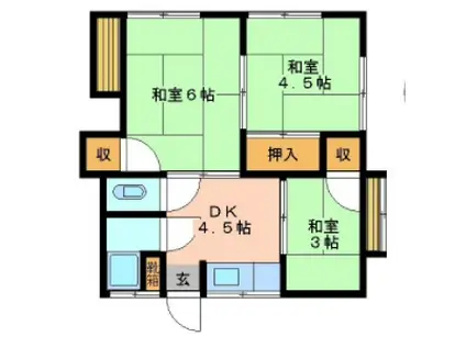 クイーンズコーポ(3DK/1階)の間取り写真