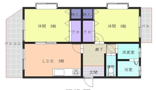 鹿児島本線 春日駅(福岡) 徒歩19分 4階建 築29年(2LDK/4階)の間取り写真