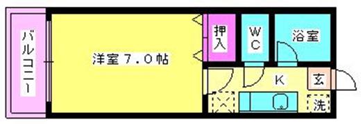 ジョイフルマンション井尻(1K/3階)の間取り写真